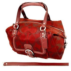 Burgundy signature Coach logo hobo style bag